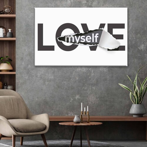 Cuadro Decorativo Canvas Frase "Me amo" 105x70