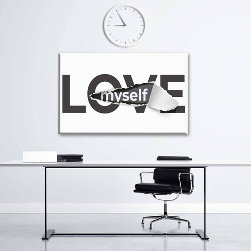 Cuadro Decorativo Canvas Frase "Me amo" 75x50