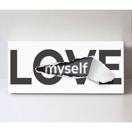 Cuadro Decorativo Canvas Frase "Me amo" 180x90