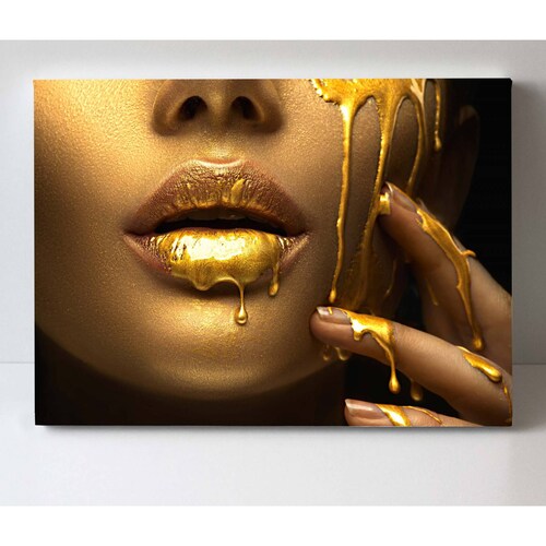 Cuadro Decorativo Canvas Maquillaje dorado 135x90