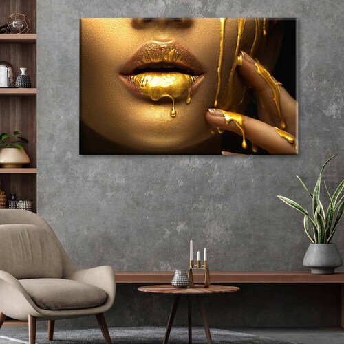 Cuadro Decorativo Canvas Maquillaje dorado 135x90