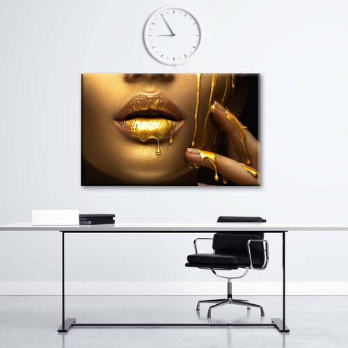 Cuadro Decorativo Canvas Maquillaje dorado 135x90