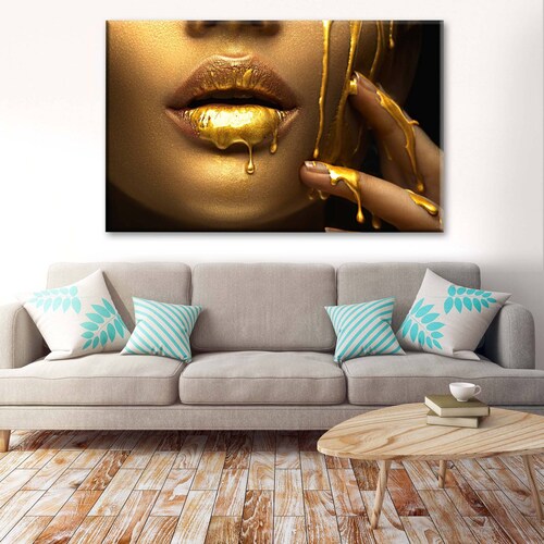 Cuadro Decorativo Canvas Maquillaje dorado 135x90
