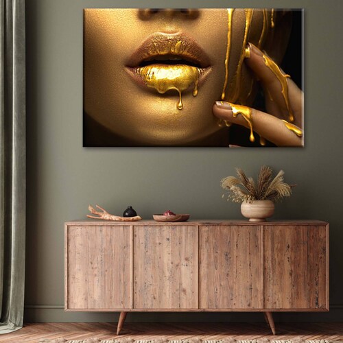 Cuadro Decorativo Canvas Maquillaje dorado 135x90