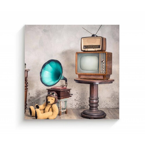 Cuadro Decorativo Canvas T.V y Radio Retro 50x50