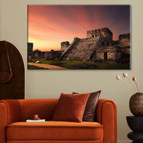 Cuadro Decorativo Canvas Castillo Maya, Tulum 75x50