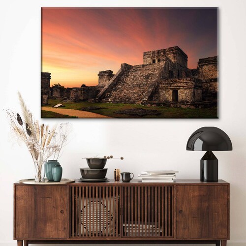 Cuadro Decorativo Canvas Castillo Maya, Tulum 75x50