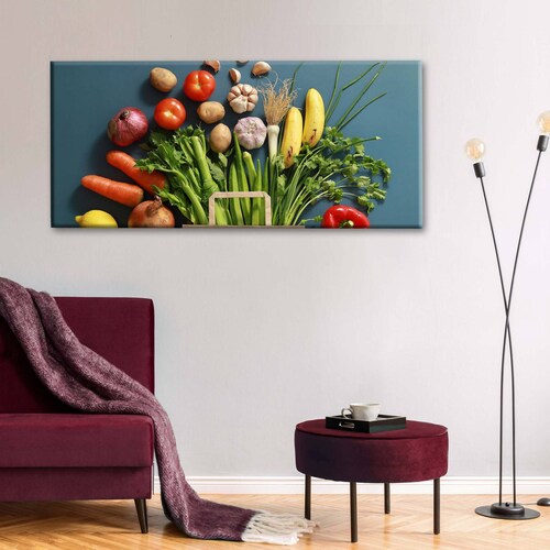 Cuadro Decorativo Canvas Frutas y Verduras 80x40