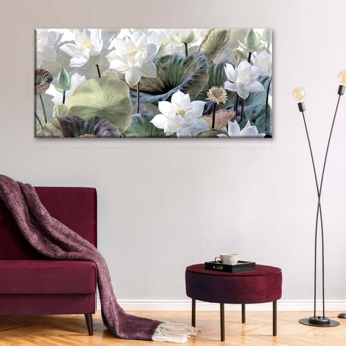 Cuadro Decorativo Canvas Flores de Loto 160x80
