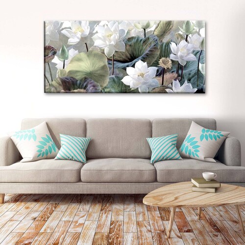 Cuadro Decorativo Canvas Flores de Loto 160x80