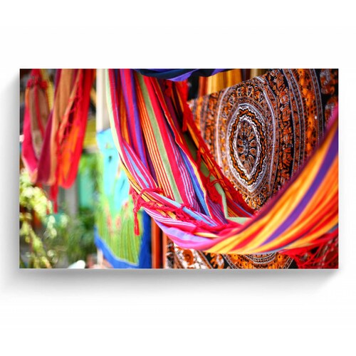 Cuadro Decorativo Canvas Hamaca bordados aztecas 45x30