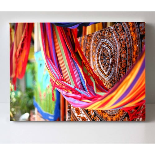 Cuadro Decorativo Canvas Hamaca bordados aztecas 45x30