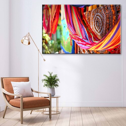 Cuadro Decorativo Canvas Hamaca bordados aztecas 45x30