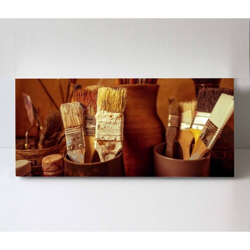 Cuadro Decorativo Canvas Brochas y Pinceles 100x50