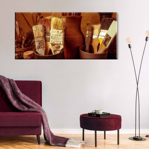 Cuadro Decorativo Canvas Brochas y Pinceles 100x50
