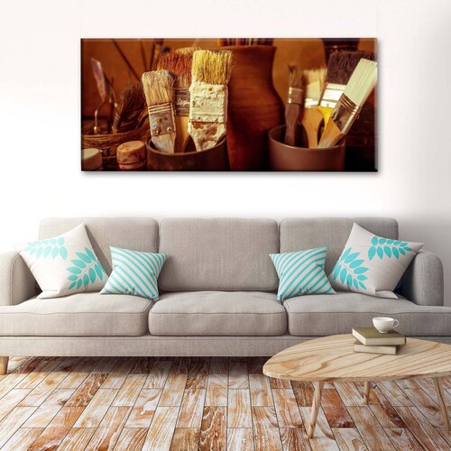 Cuadro Decorativo Canvas Brochas y Pinceles 100x50