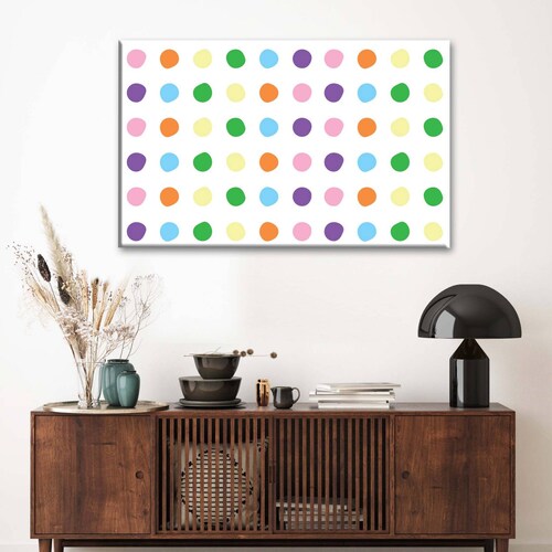 Cuadro Decorativo Canvas Puntos de colores pastel 150x100