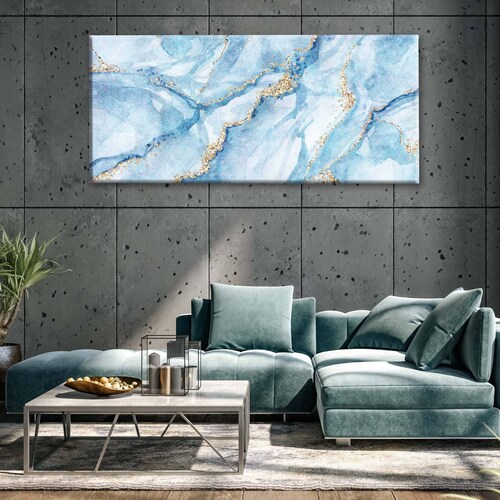 Cuadro Decorativo Canvas Mármol azul y blanco 100x50