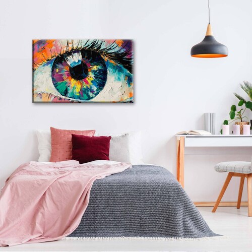 Cuadro Decorativo Canvas Pintura de ojo óleo 75x50