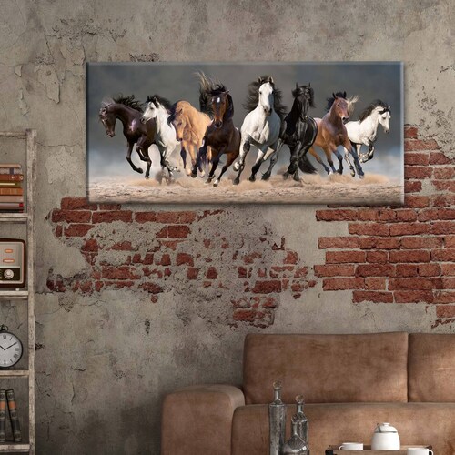 Cuadro Decorativo Canvas Manada de caballos 180x90