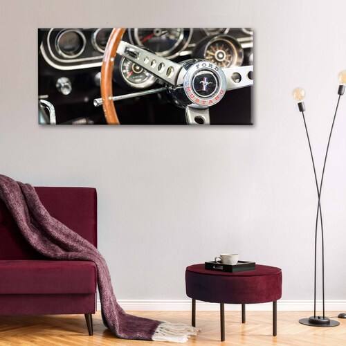 Cuadro Decorativo Canvas Volante Ford Mustang 180x90