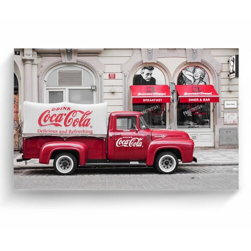 Cuadro Decorativo Canvas Auto retro coca cola 45x30