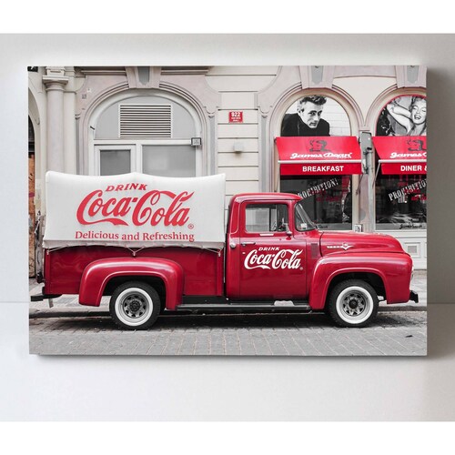 Cuadro Decorativo Canvas Auto retro coca cola 45x30