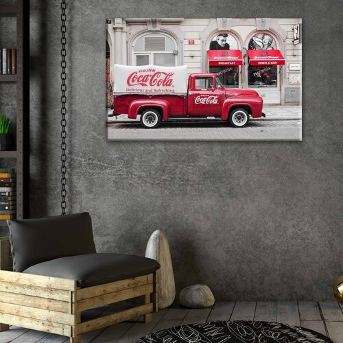Cuadro Decorativo Canvas Auto retro coca cola 45x30