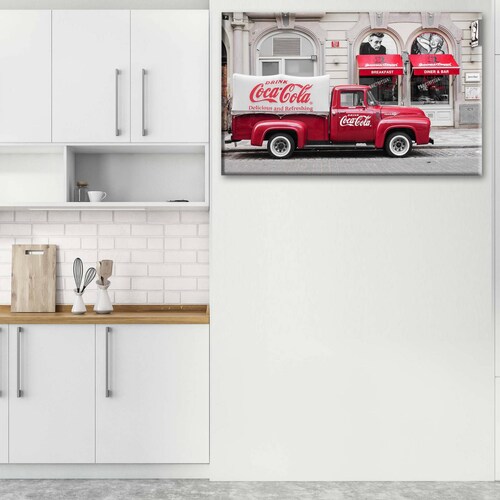 Cuadro Decorativo Canvas Auto retro coca cola 45x30