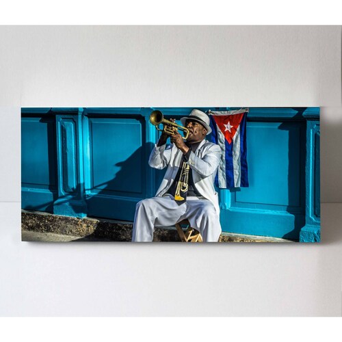 Cuadro Decorativo Canvas Trompetista, La Habana 120x60