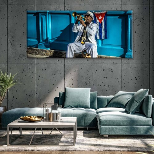 Cuadro Decorativo Canvas Trompetista, La Habana 120x60