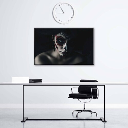 Cuadro Decorativo Canvas Mujer catrina fondo negro 180x120