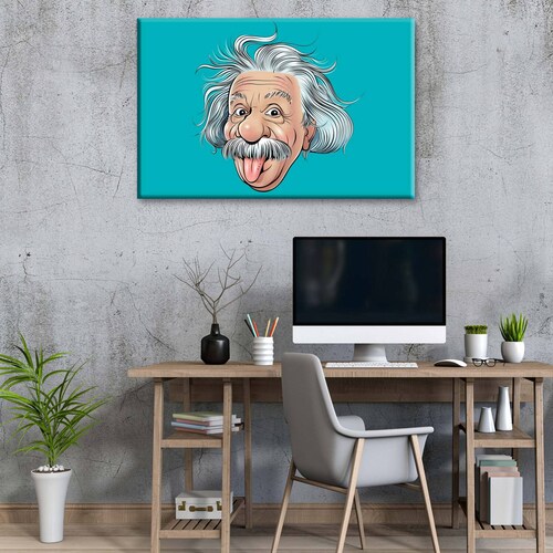 Cuadro Decorativo Canvas Albert Einstein caricatura 45x30