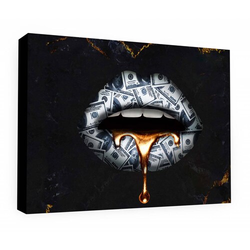 Cuadro Decorativo Canvas Labios de Dólar 135x90