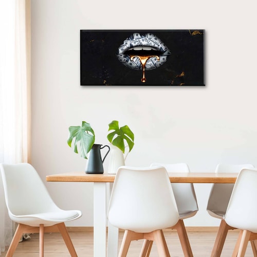 Cuadro Decorativo Canvas Labios de Dólar 80x40
