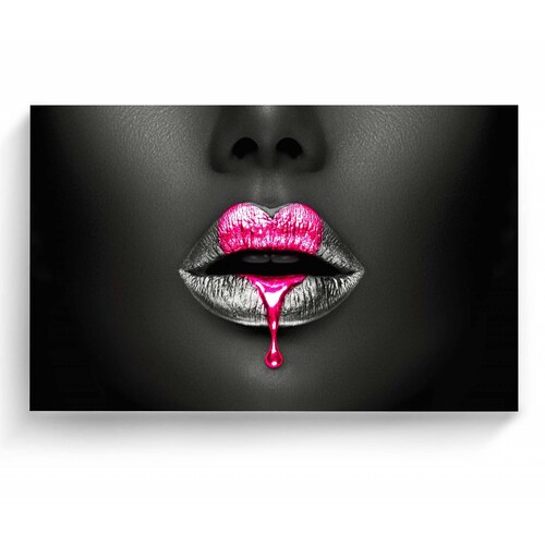 Cuadro Decorativo Canvas Labios corazón purpura 150x100