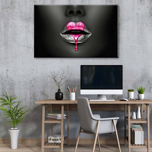 Cuadro Decorativo Canvas Labios corazón purpura 150x100