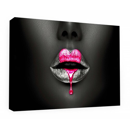 Cuadro Decorativo Canvas Labios corazón purpura 135x90
