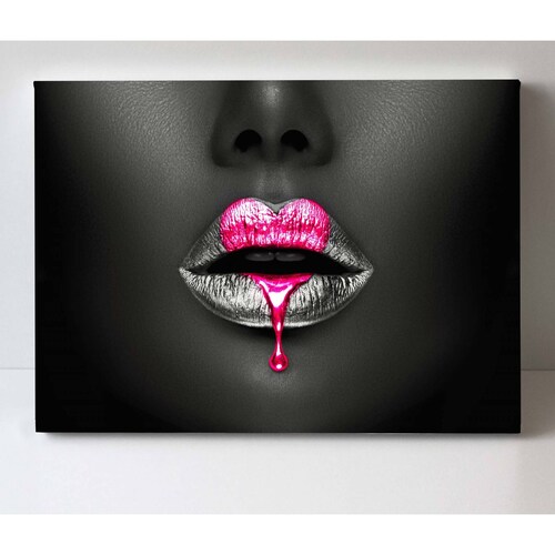 Cuadro Decorativo Canvas Labios corazón purpura 135x90