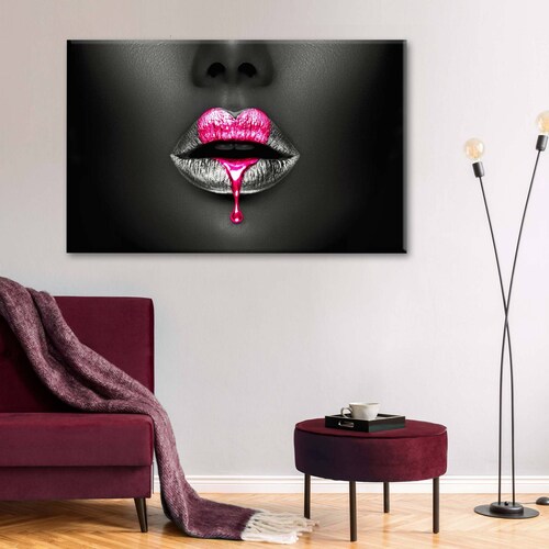 Cuadro Decorativo Canvas Labios corazón purpura 135x90