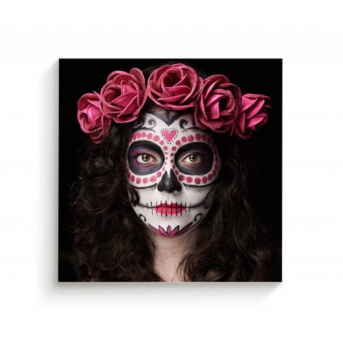 Cuadro Decorativo Canvas Catrina con flores 50x50
