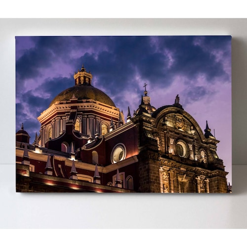 Cuadro Decorativo Canvas Catedral de noche, Puebla 150x100