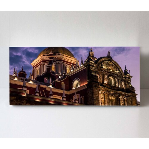 Cuadro Decorativo Canvas Catedral de noche, Puebla 80x40