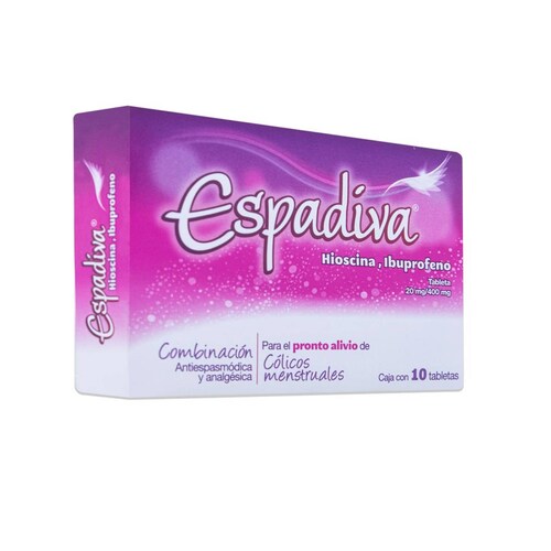 Espadiva Exhibidor Hioscina, Ibuprofeno Caja Con 10 Cajas De 2 Tabs C/U 20/400 Mg 