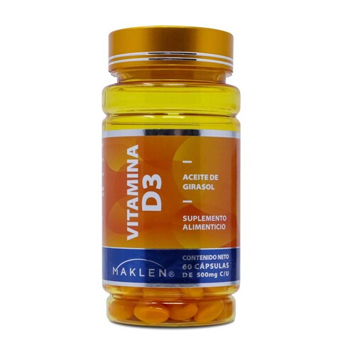 Vitamina D3, Frasco Con 60 Capsulas, Maklen 