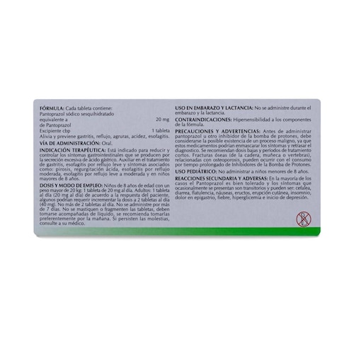 Pantoprazol 7 Tabs 20 Mg Amsa 