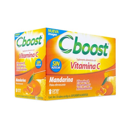 Vitamina C Grisi Farma Cboost Polvo Efervescente Sabor Mandarina Con 30 Sobres 8 G 