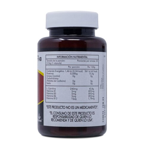 Carnitina, Fibra Y Complejo B, Frasco Con 30 Caps, Naturex 