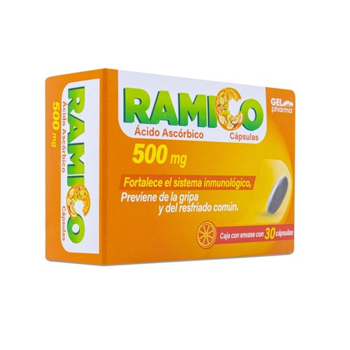 Ramico Acido Ascorbico 30 Caps 500 Mg, Gelpharma 