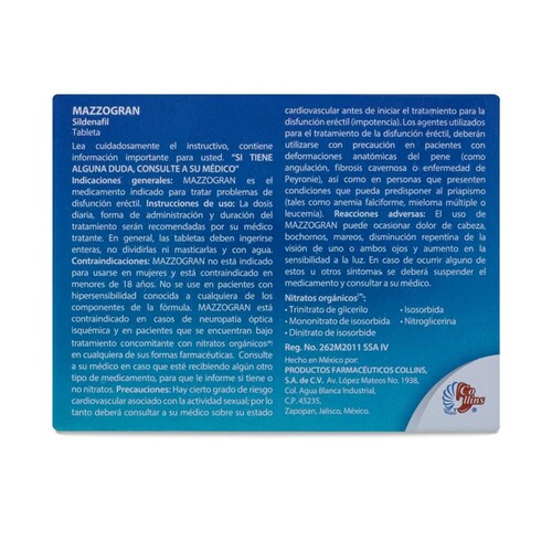 Sildenafil Mazzogran, Caja Con 1 Tableta De 100 Mg 